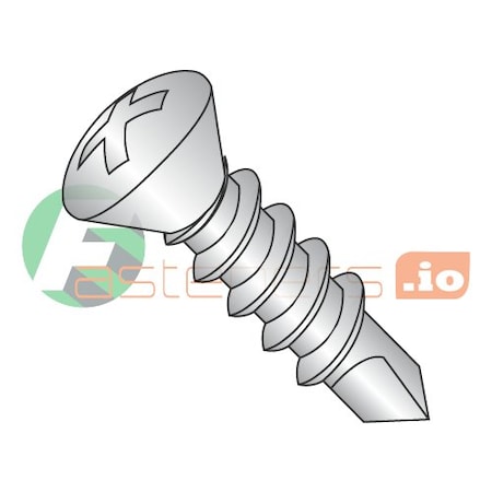 Self-Drilling Screw, #8 X 1/2 In, 18-8 Stainless Steel Oval Head Phillips Drive, 5000 PK